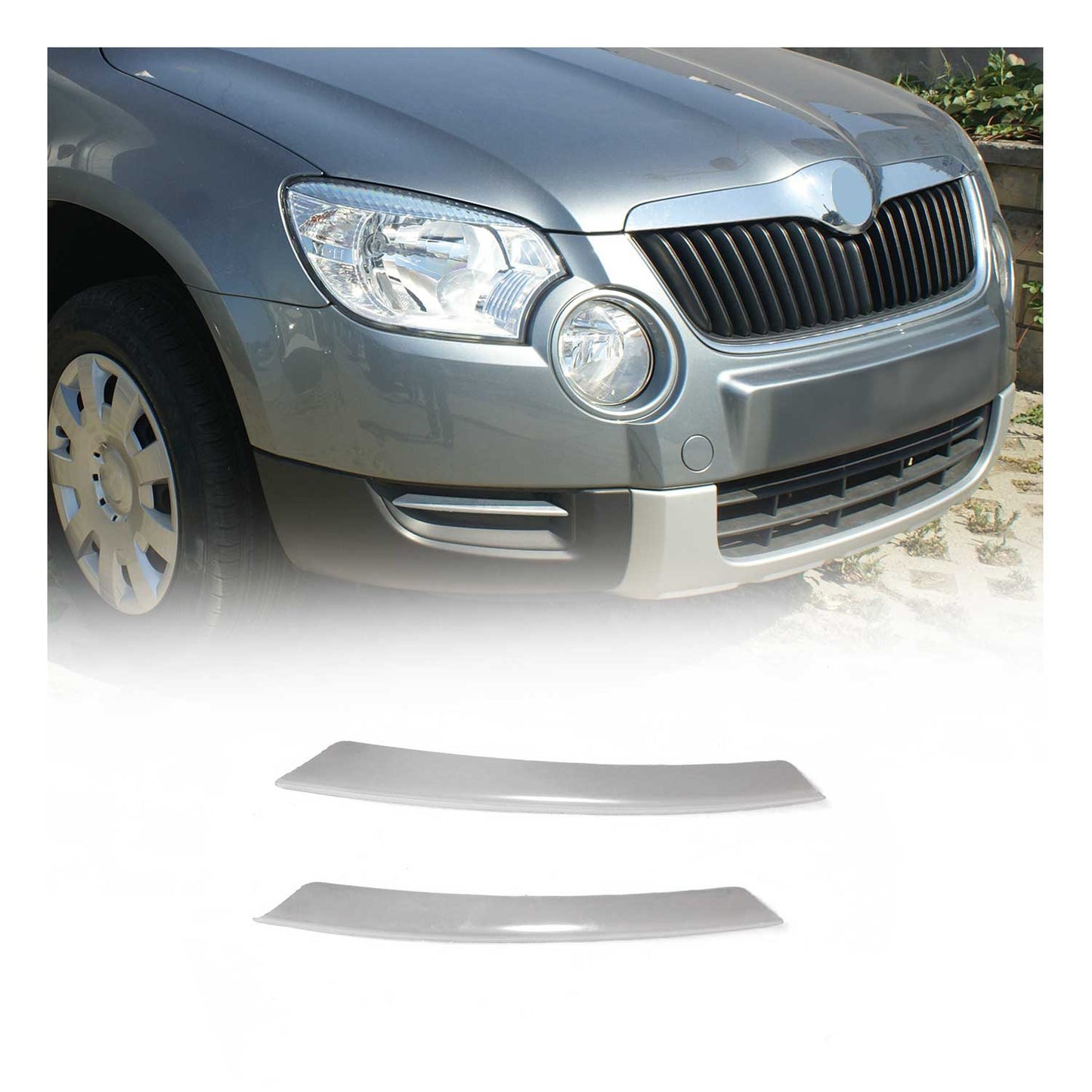 Nebelscheinwerfer Rahmen Umrandung für Skoda Yeti 2010-2013 Edelstahl Silber 2x