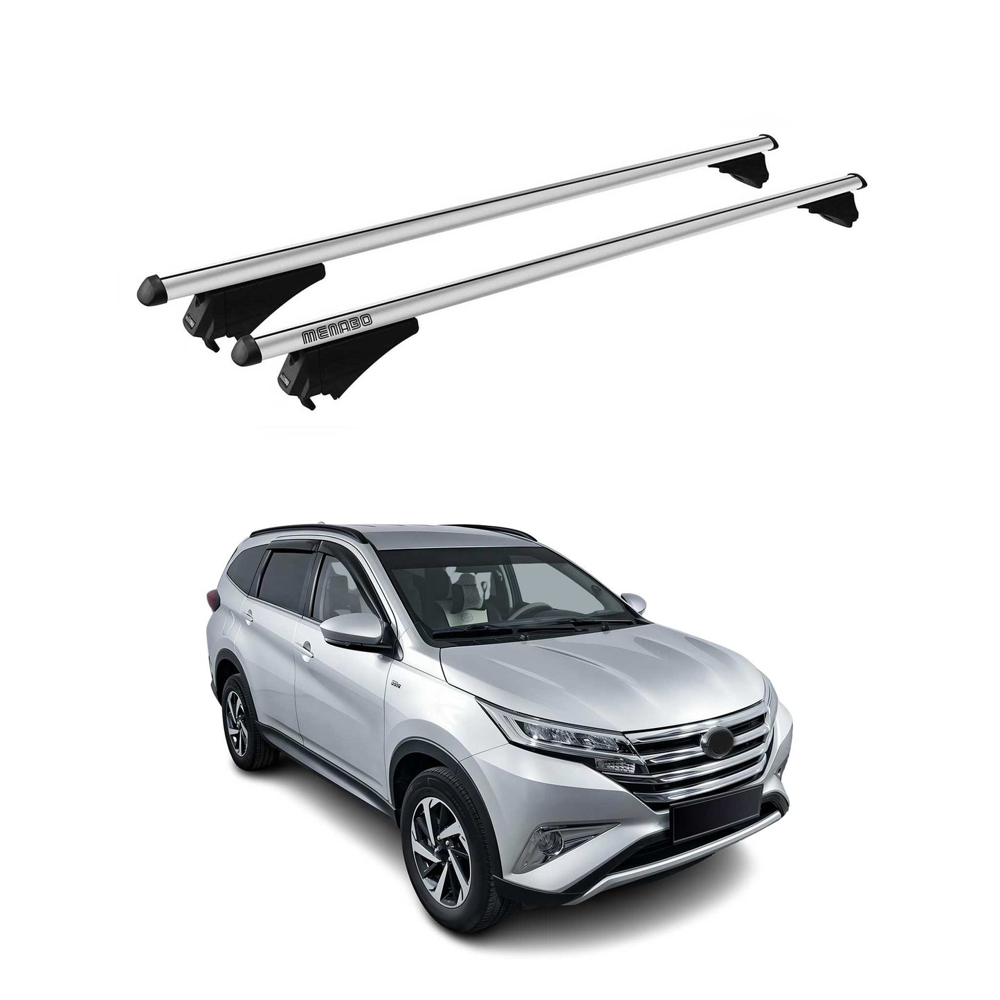 2017-2025 Toyota Rush F800/F850 Menabo Grundträger Dachträger Alu Silber 2x