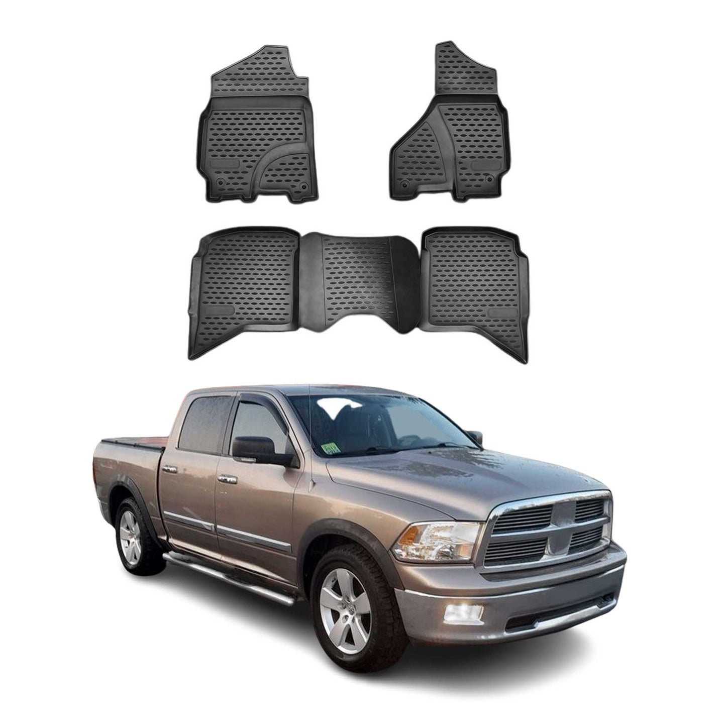 2009-2012 Dodge RAM 1500 2500 3500 Crew Cab Fußmatten Gummi Schwarz 4 tlg