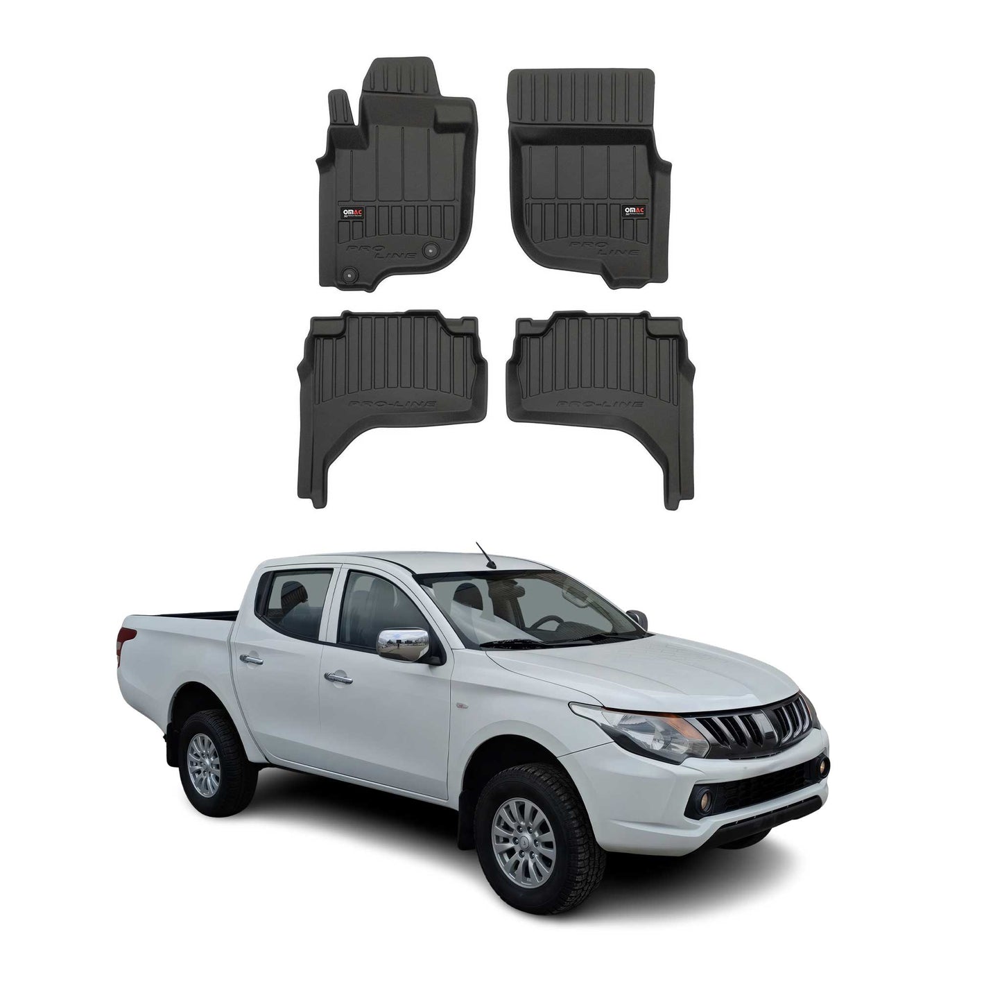 2019-2025 Mitsubishi L200 Fußmatten TPE Schwarz 4 tlg