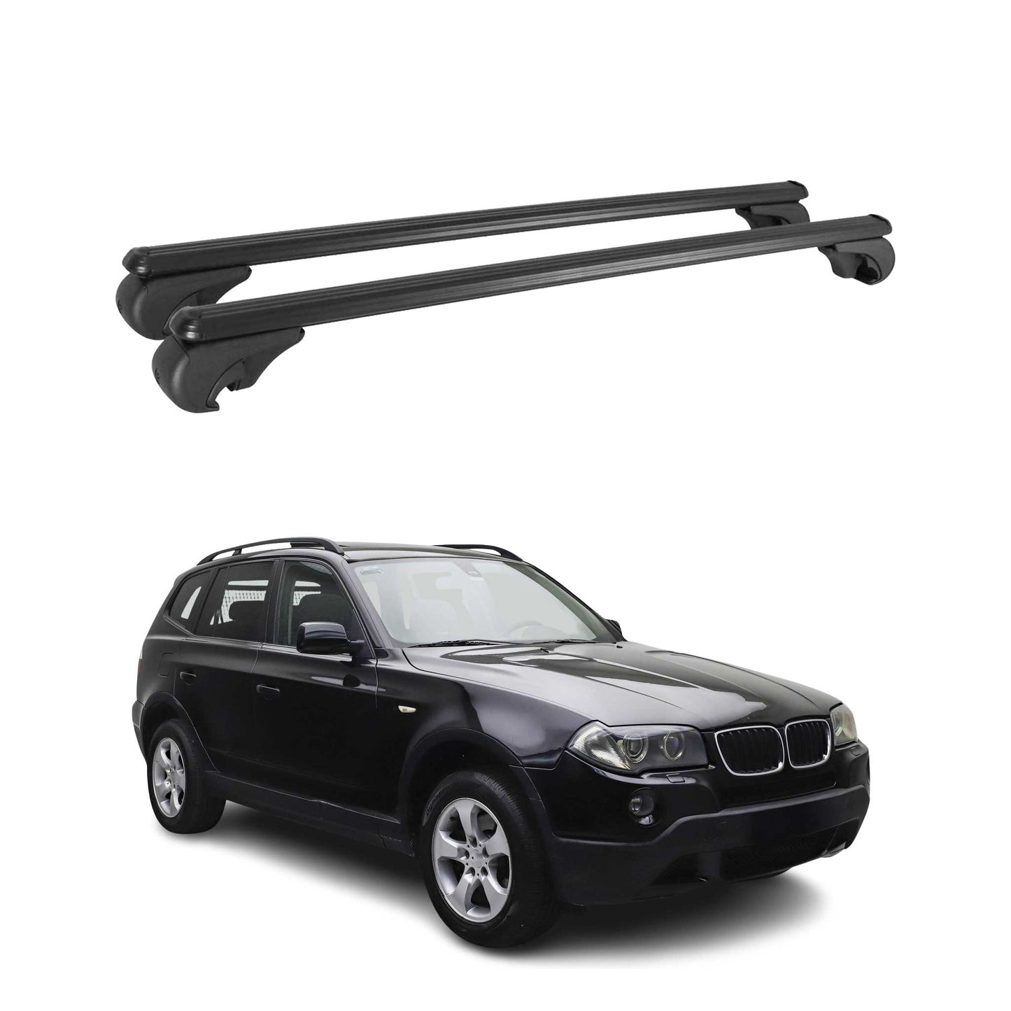 Dachträger Grundtäger für BMW X3 E83 2003-2010 75kg Aluminium Schwarz 2 tlg