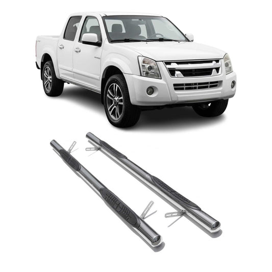 StahlTrittbretter Schwellerrohre für Isuzu D-Max DoubleCab 2007-2012 StahlSilber