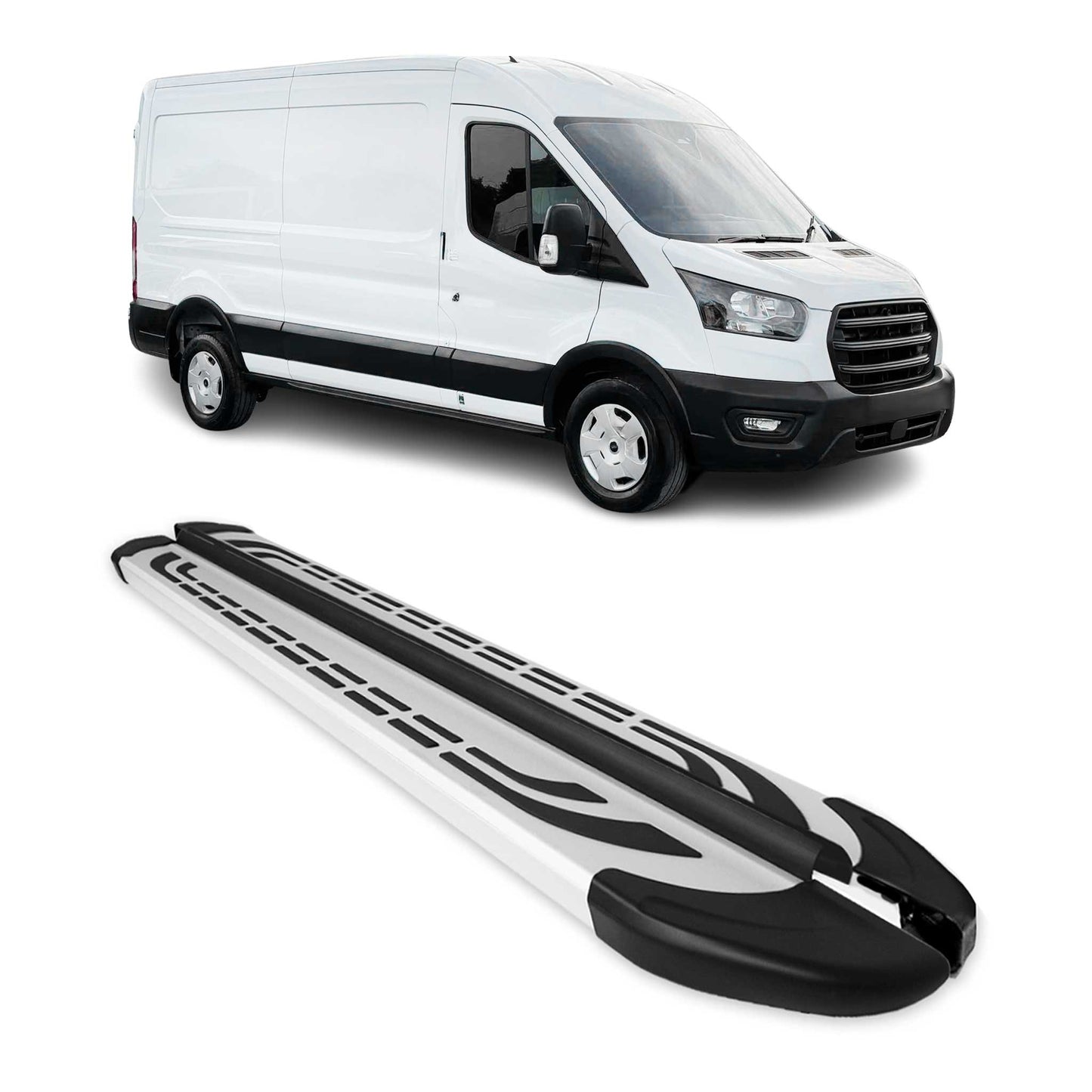 Trittbretter Seitenschweller für Ford Transit 2014-2025 L3 Silber Aluminium 2x