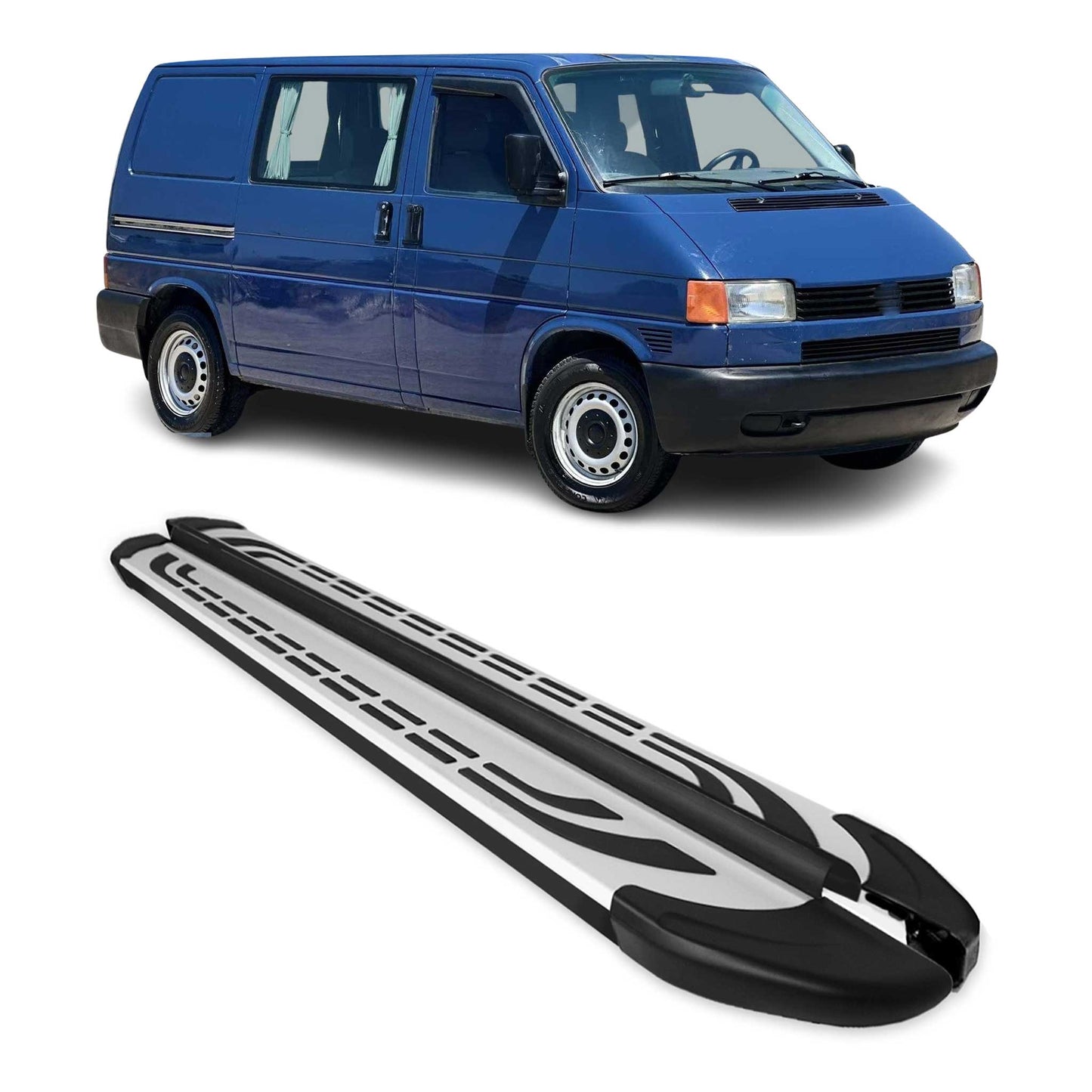 Trittbretter Seitenschweller für VW Transporter T4 1990-03 L1 Kurzer Schwarz Alu