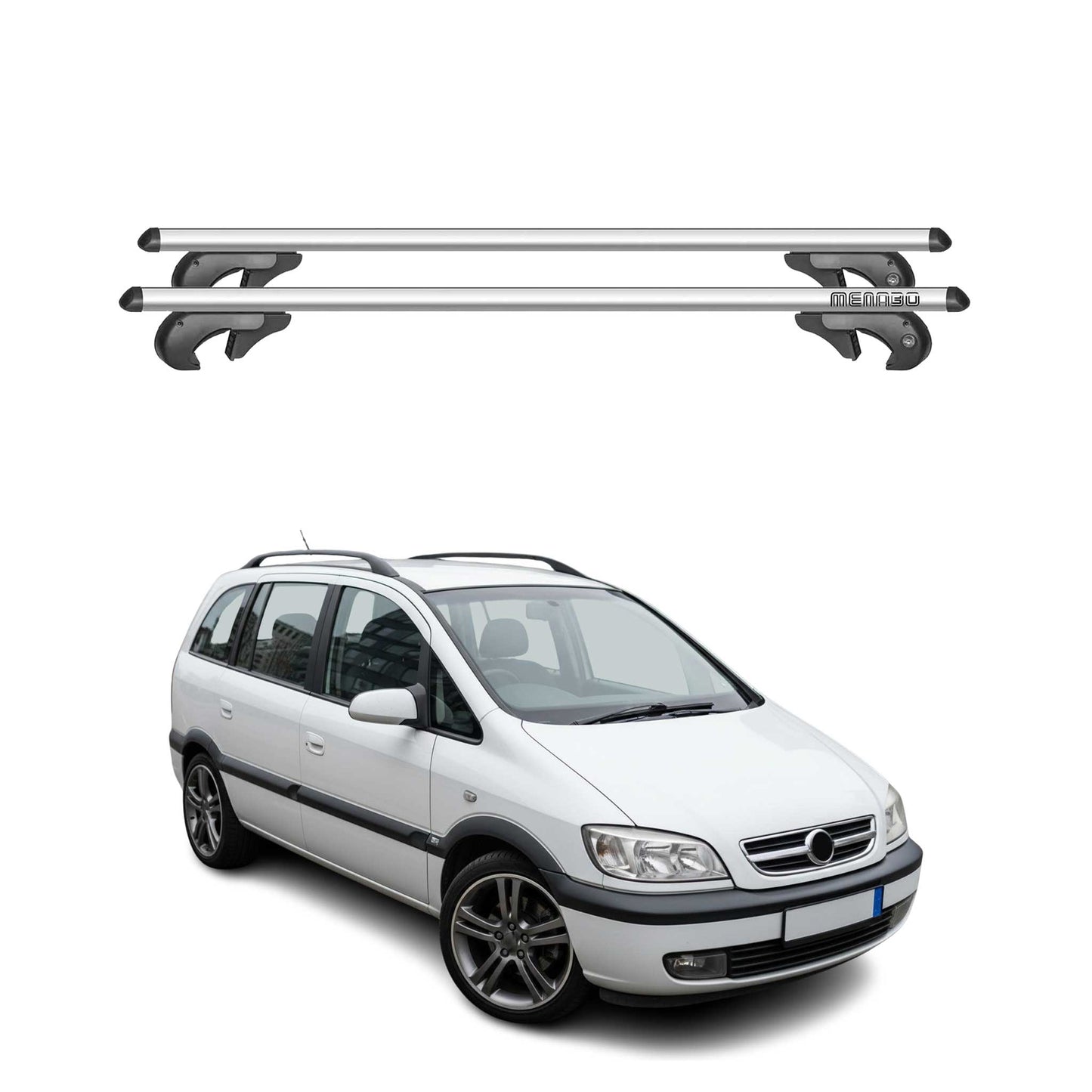 Menabo Dachträger Grundtäger für Chevrolet Zafira 2001-2012 90kg Alu Silber 2x