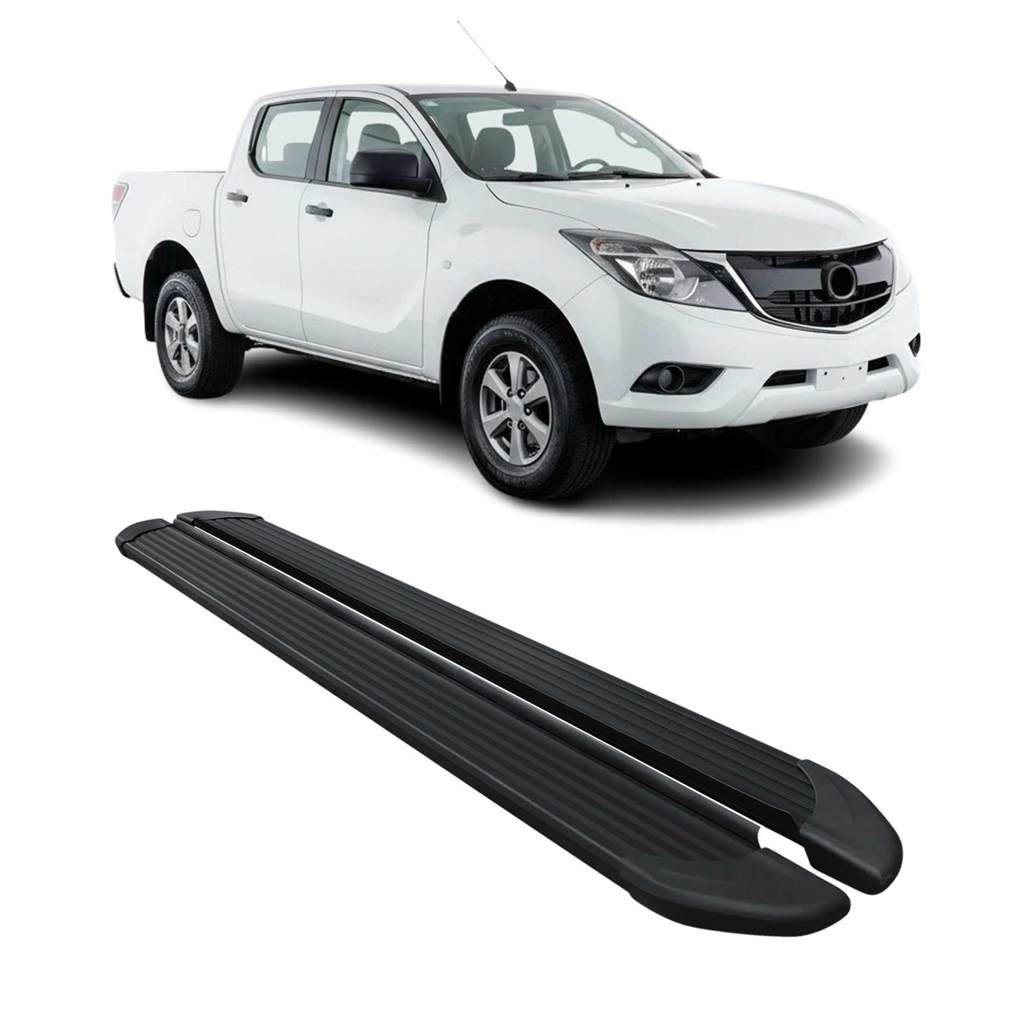 Seitenschweller Trittbretter für Mazda BT-50 DoubleCab 2011-2020 Alu Schwarz