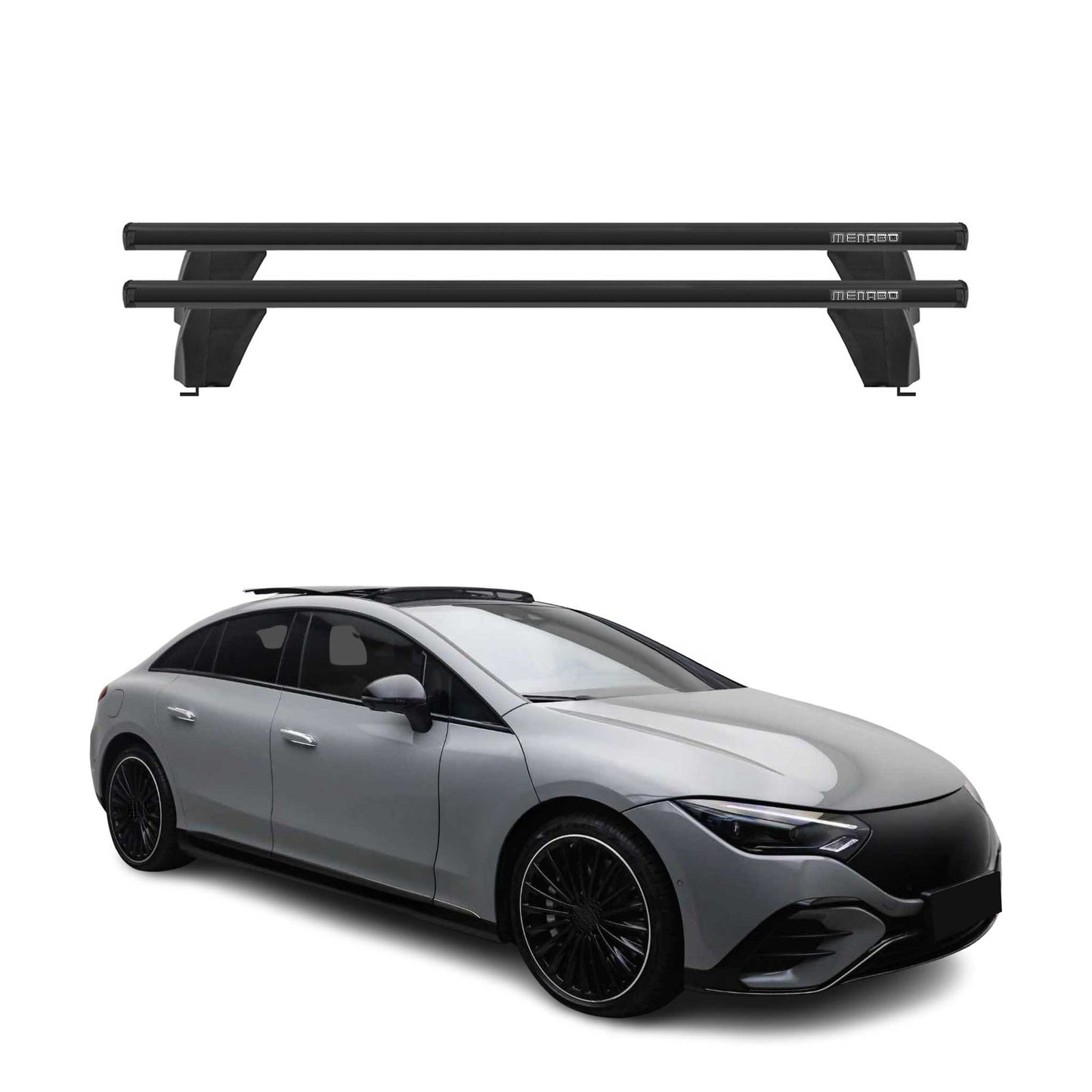 Menabo Dachträger Grundtäger für Mercedes EQE V295 2022-2025 75kg Alu Schwarz 2x
