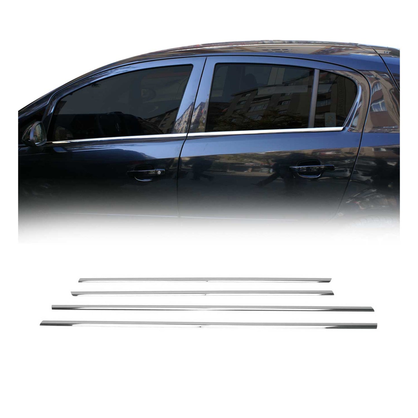 Fensterleisten Zierleisten für Opel Corsa D 2006-2015 Edelstahl Chrom 4tlg