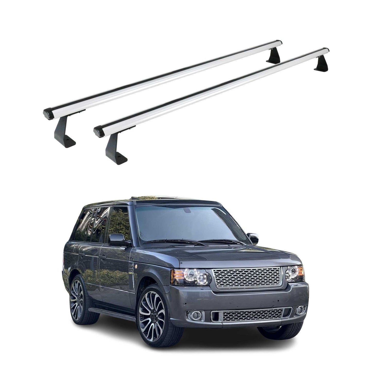 Portbagaj de plafon pentru Range Rover Vogue L322 2002-2012 75kg aluminiu argintiu 2 piese