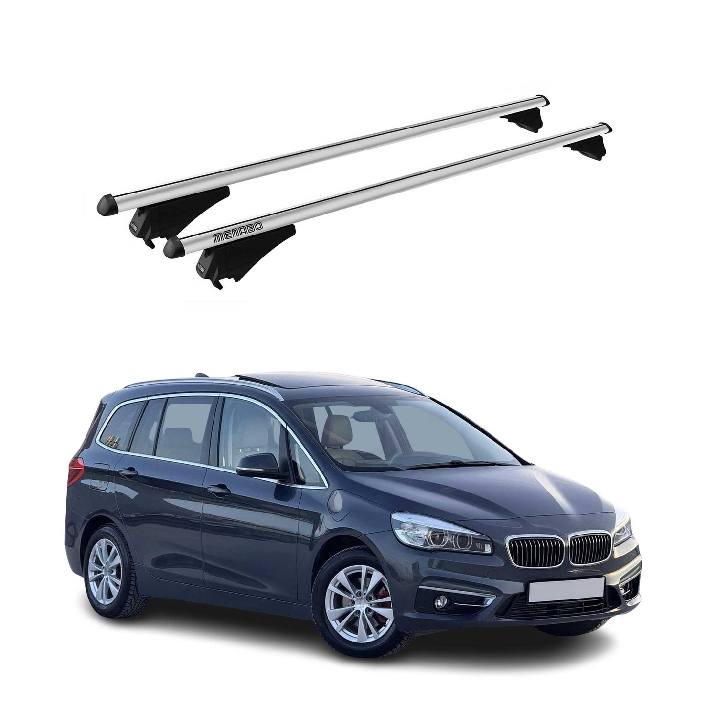 Menabo Dachträger für BMW 2er F46 Gran Tourer 2015-2021 75kg Alu Silber 2x