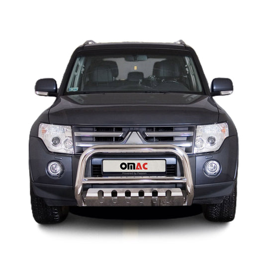 Bară de protecție/buton față pentru Mitsubishi Pajero 2007-2014, omologată ABE, oțel inoxidabil, argintiu