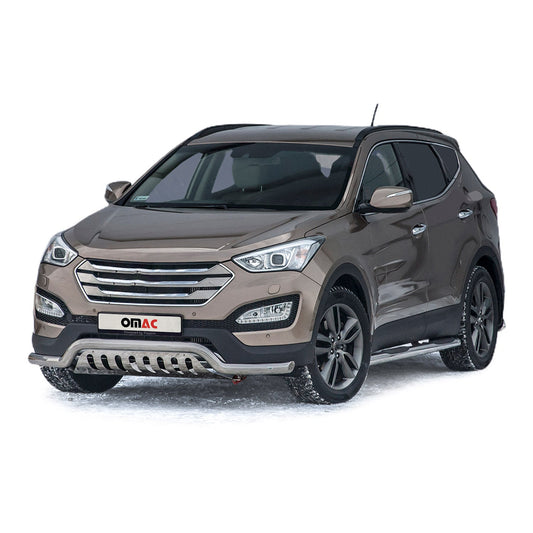 Bară de protecție față din oțel inoxidabil pentru Hyundai Santa Fe 2012-2018 cu ABE (omologare de tip germană) argintie