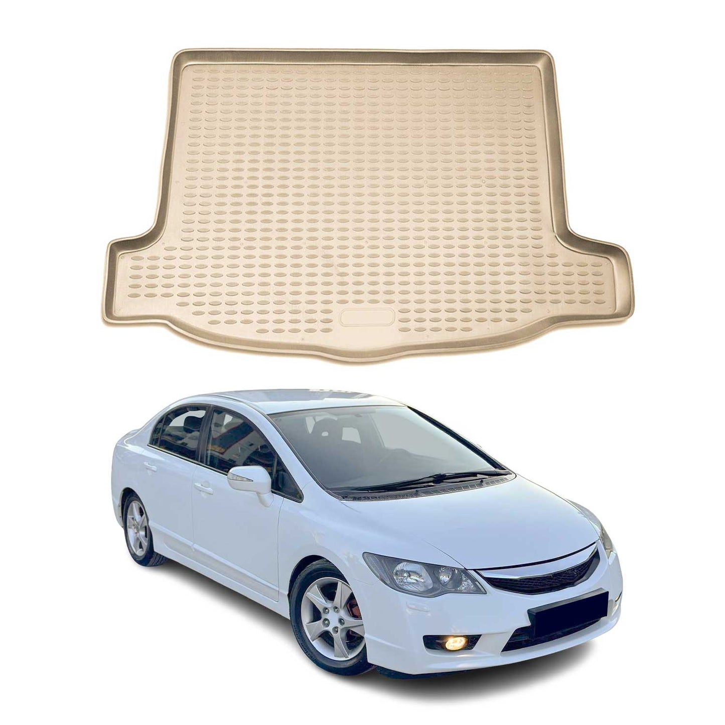Kofferraummatte Kofferraumwanne für Honda Civic 2006-2012 Gummi TPE Beige