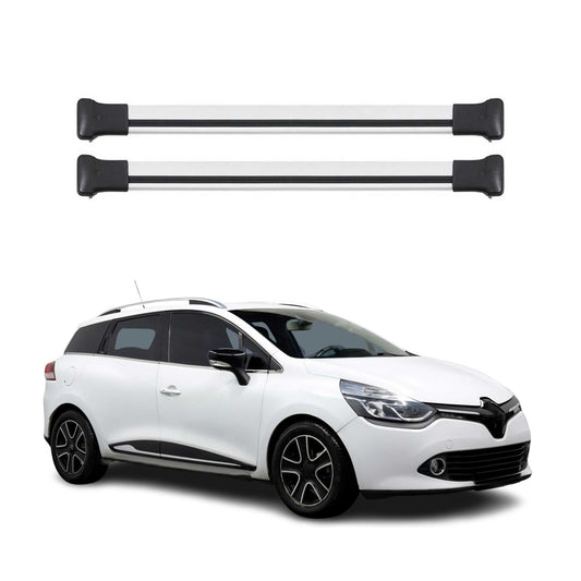 Portbagaj de plafon pentru Renault Clio Grandtour 2012-2019 75kg aluminiu argintiu 2 piese