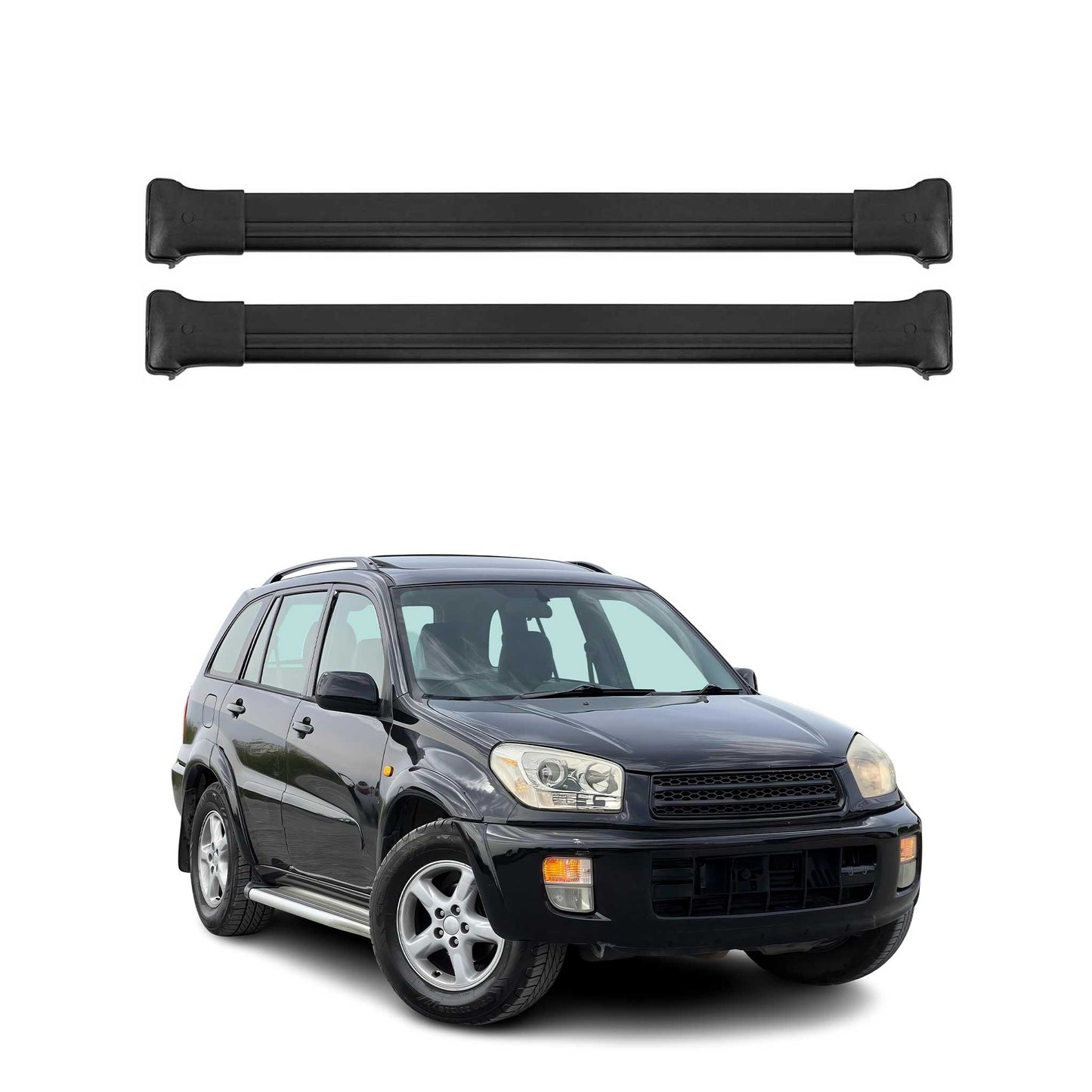 Dachträger Grundtäger für Toyota RAV4 1994-2003 75kg Aluminium Schwarz 2 tlg