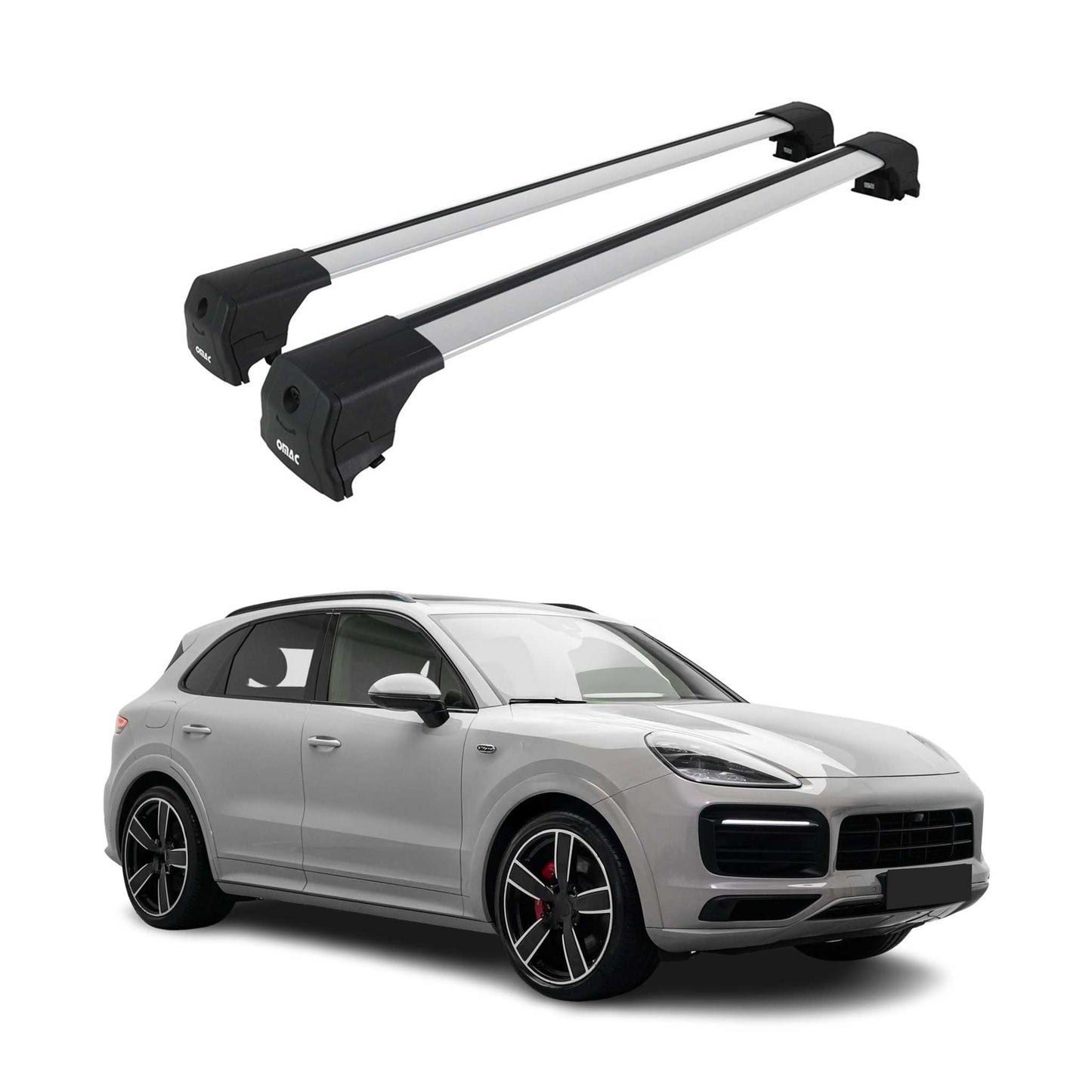 Portbagaj de plafon pentru Porsche Macan 2014-2024 75kg aluminiu argintiu 2 buc