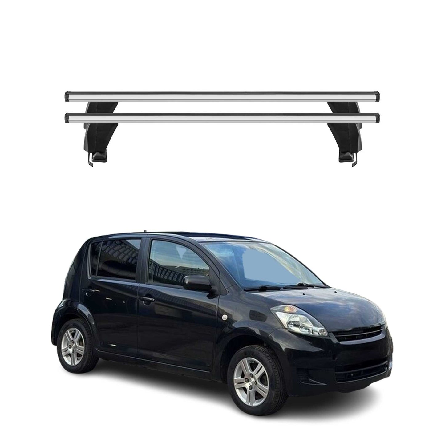 Menabo Dachträger Grundtäger für Daihatsu Sirion M300 2005-2010 50kg Alu Grau 2x