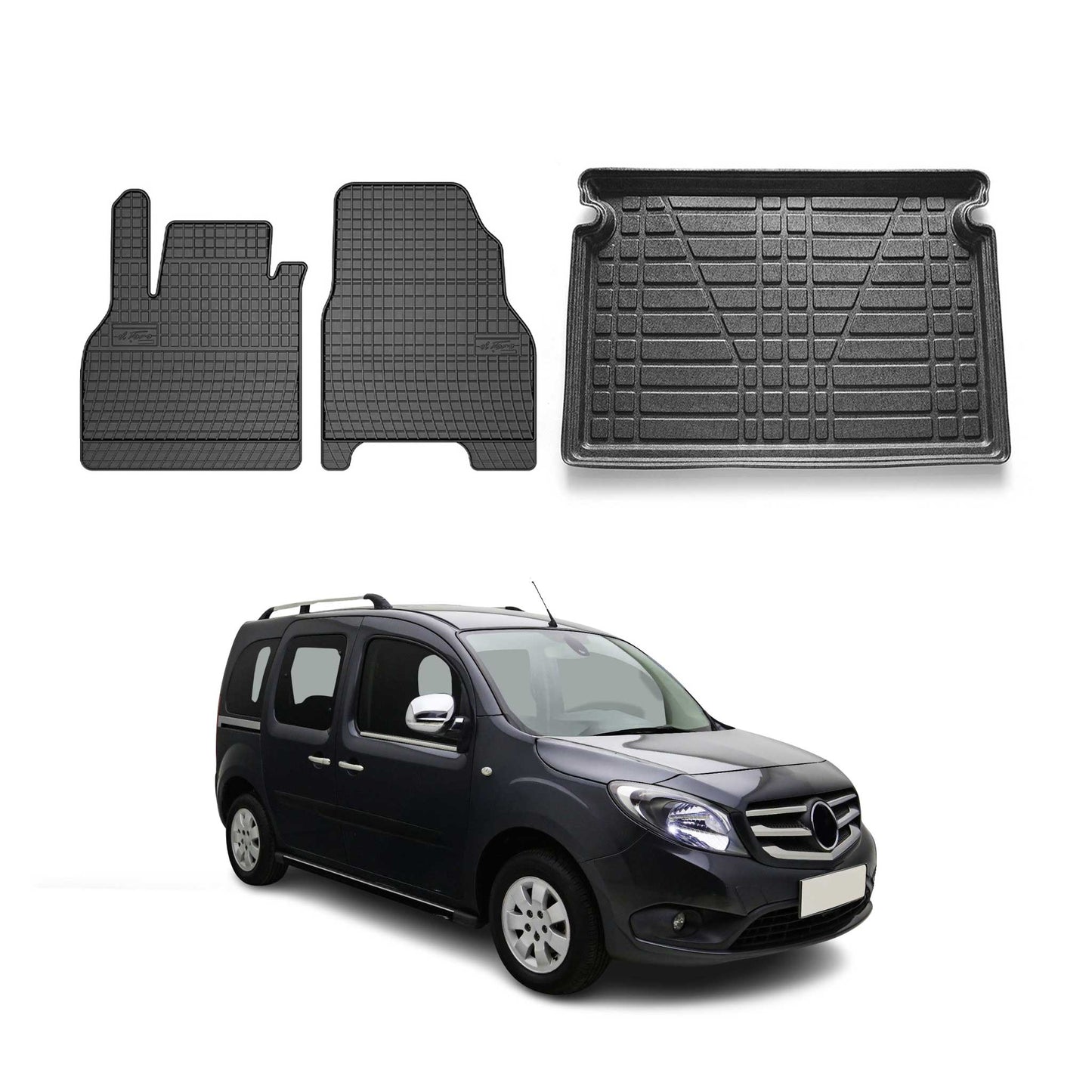 Fußmatten & Kofferraumwanne Set für Mercedes Citan W420 2021-2025 Gummi 3x