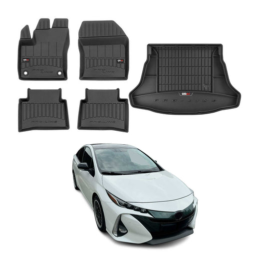 OMAC Fußmatten & Kofferraumwanne Set für Toyota Prius 2015-2025 Gummi Schwarz 5x