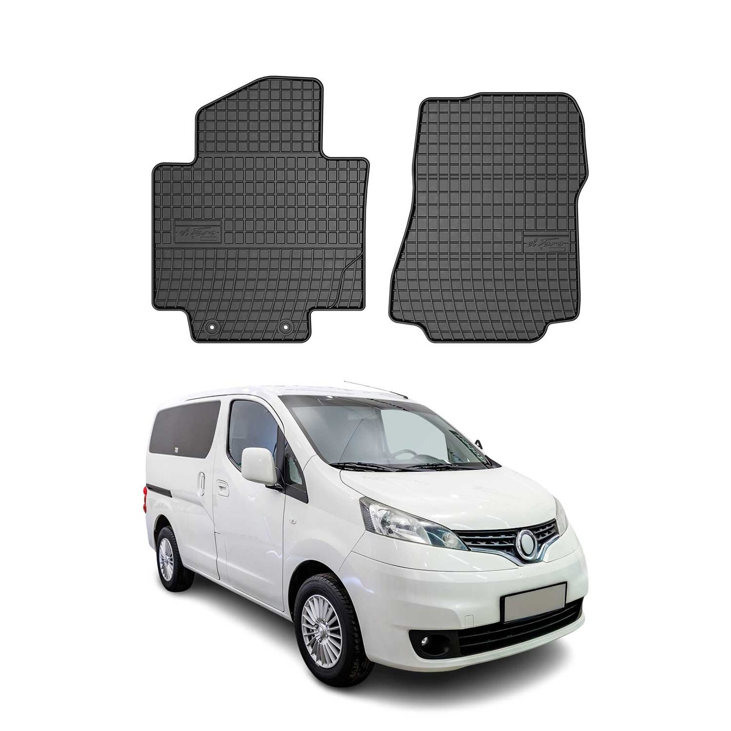 2009-2021 Nissan NV200 Fußmatten Gummi Schwarz 2 tlg