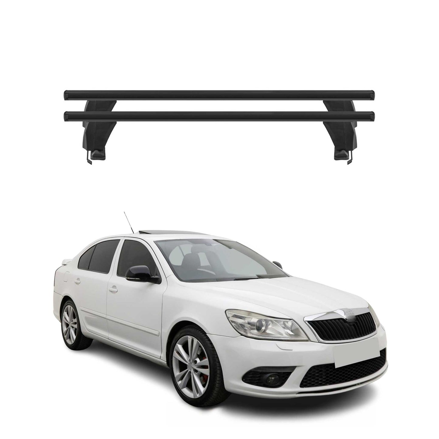 Menabo Dachträger für Skoda Octavia mk2 2008-2013 FL 5tür 50kg Alu Schwarz 2x