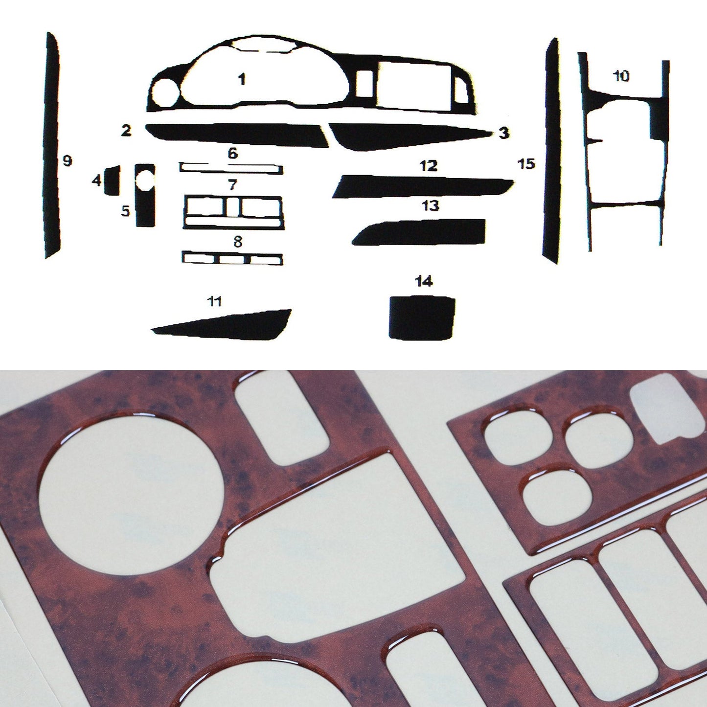 Innenraum Dekor Cockpit für Audi A6 Limo Alload Avant 2004-2011 Wurzelholz Optik