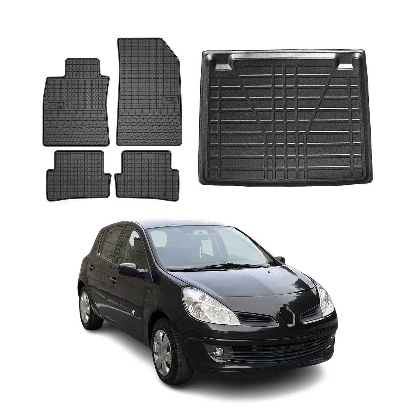 Set covorașe și portbagaj pentru Renault Clio Estate 2006-2012, cauciuc, 5 buc.