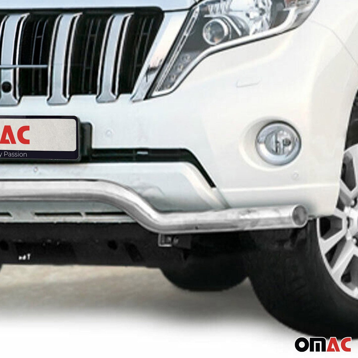 Bară de protecție/buton față pentru Toyota Land Cruiser 150 2013-2017, argintie, cu ABE (omologare de tip germană).