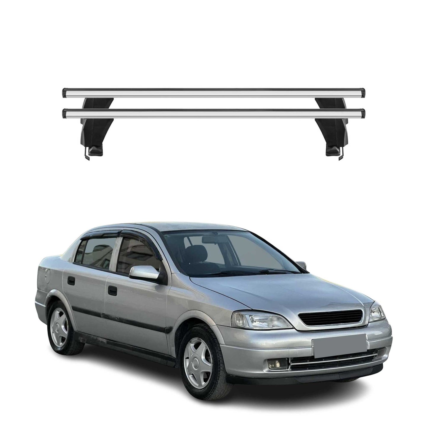 Menabo Dachträger Grundtäger für Opel Astra G 1998-2004 50kg Alu Silber 2 tlg