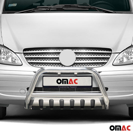 Bară de protecție/buton față pentru Mercedes Vito W639 2003-2010, omologată ABE, oțel argintiu