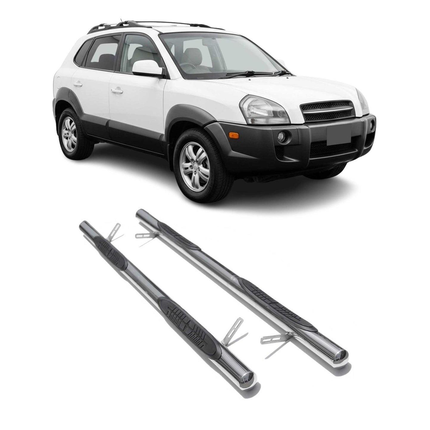 Trepte laterale/scări din oțel inoxidabil pentru Hyundai Tucson 2004-2010, argintii