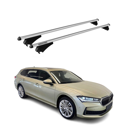 Bară de plafon Menabo pentru Skoda Superb IV Wagon 2025, aluminiu, argintiu, 2 piese