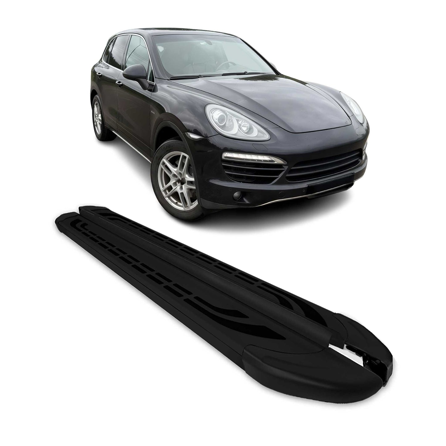 Trittbretter Schweller Seitenbretter für Porsche Cayenne 2010-2017 Alu Schwarz