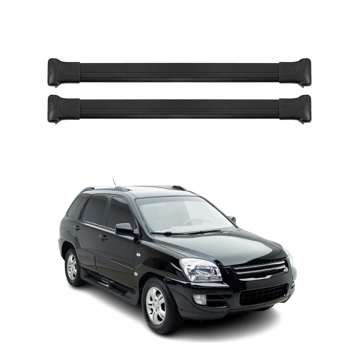 Portbagaj de plafon pentru Kia Sportage JE 2004-2010 75kg aluminiu negru 2 buc