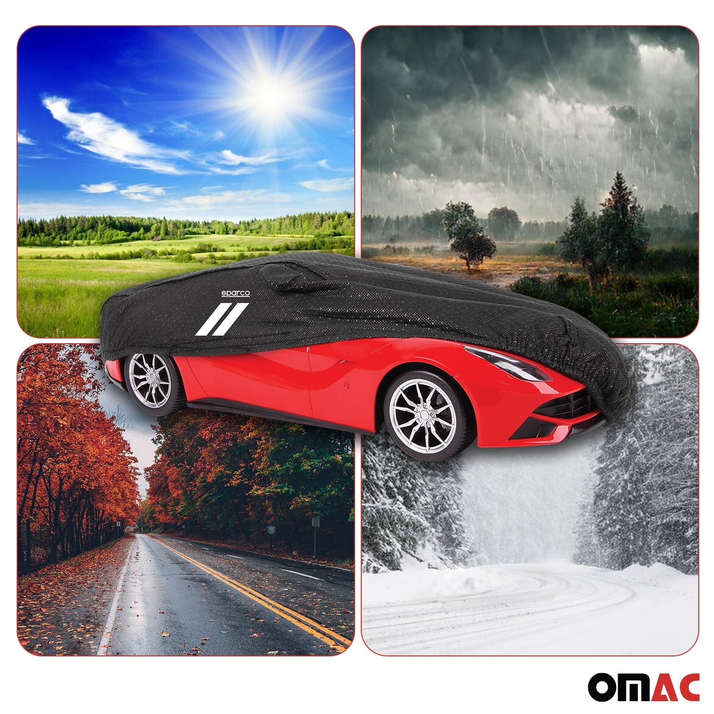 SPARCO Auto Schutzhülle Autoabdeckung Schwarz Vollgarage Abdeckung Autogarage XL