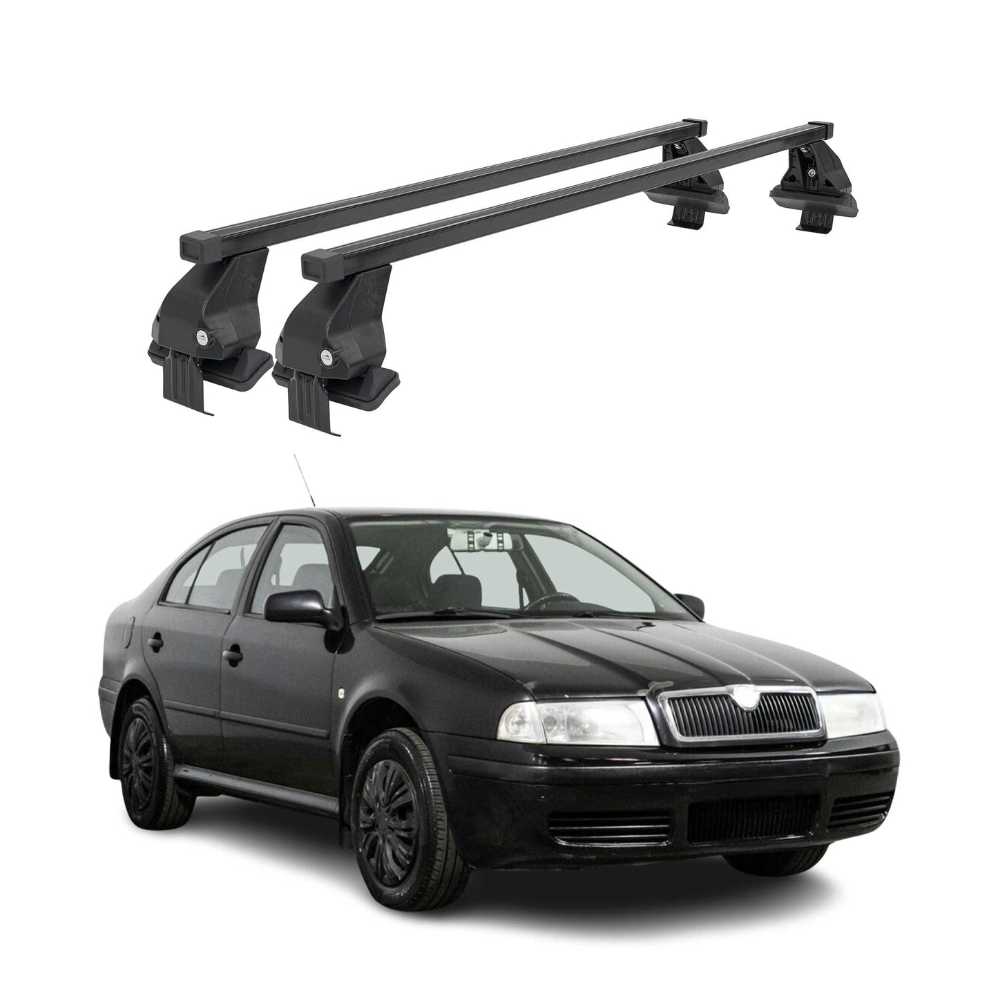 Menabo Dachträger für Skoda Octavia mk2 2004-2008 Pre-FL 4tür 50kg Stahl Schwarz
