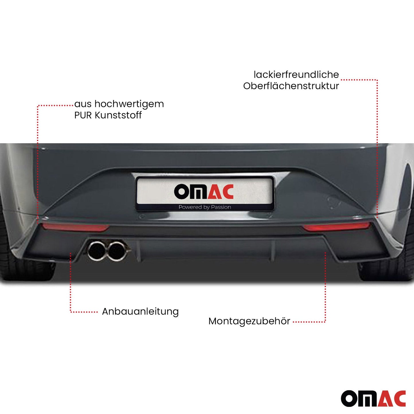 RDX Heckschürzenansatz für Seat Leon 1P Facelift 2009-2012 Unlackiert