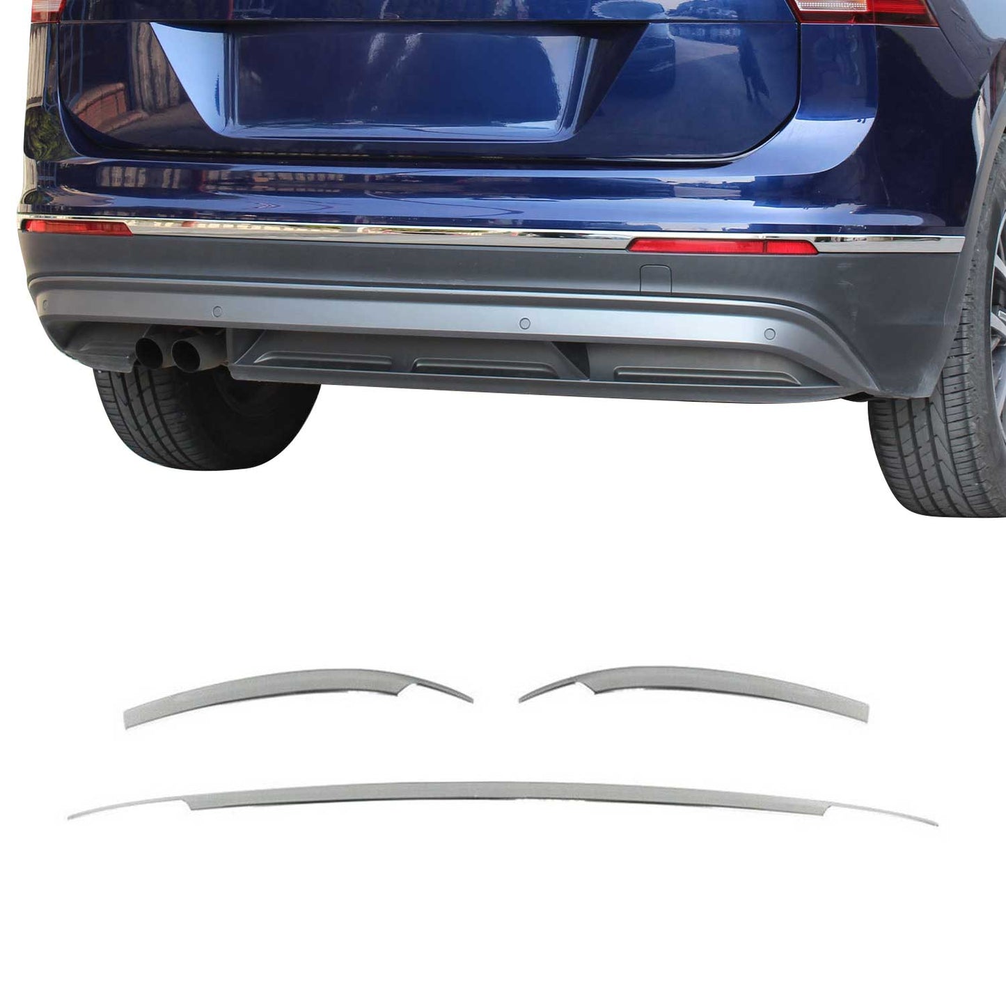 Heckleiste Stoßstangen Leiste für VW Tiguan 2016-2020 Edelstahl Chrom 3tlg