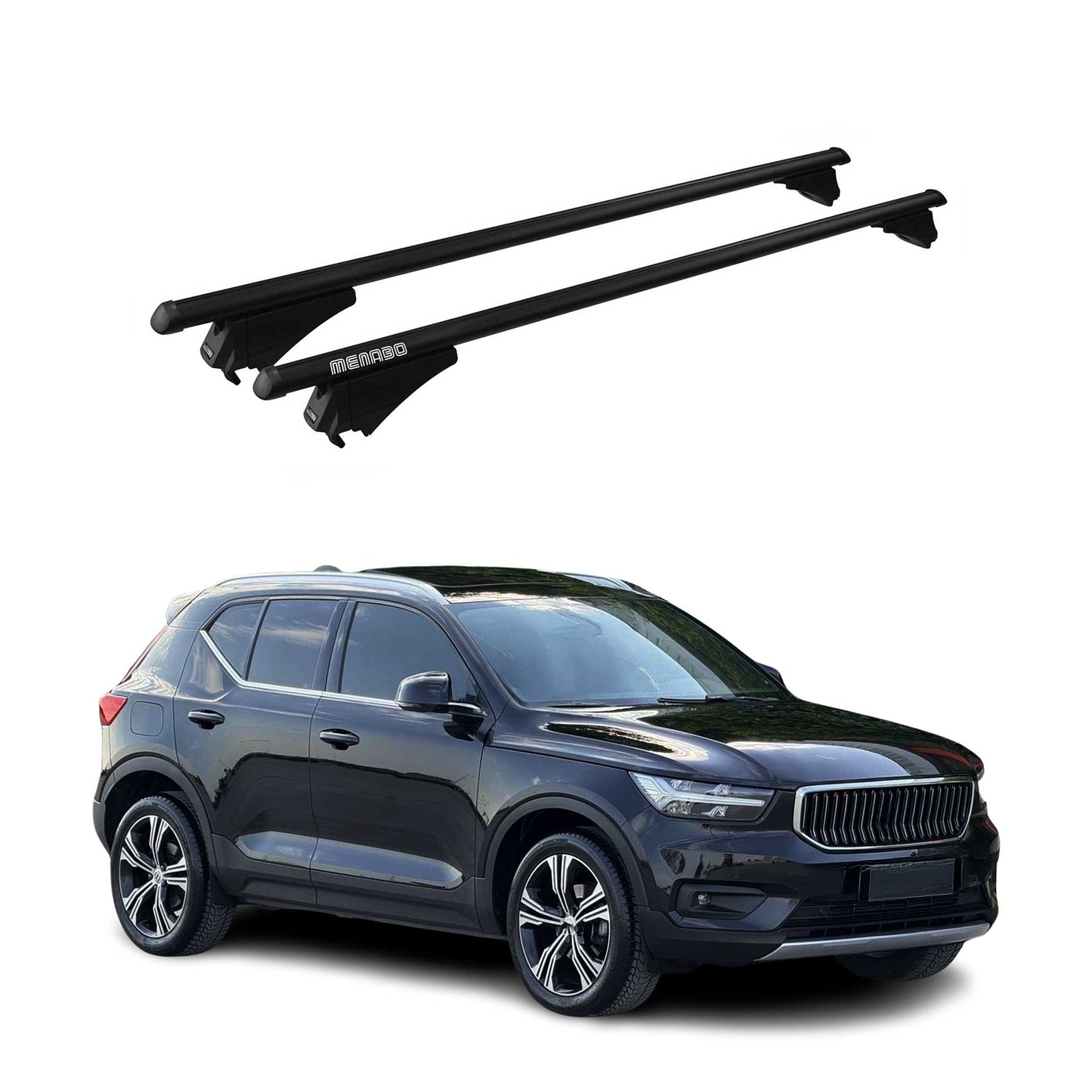 Menabo Dachträger Grundtäger für Volvo XC40 2018-2025 75kg Alu Schwarz 2 tlg