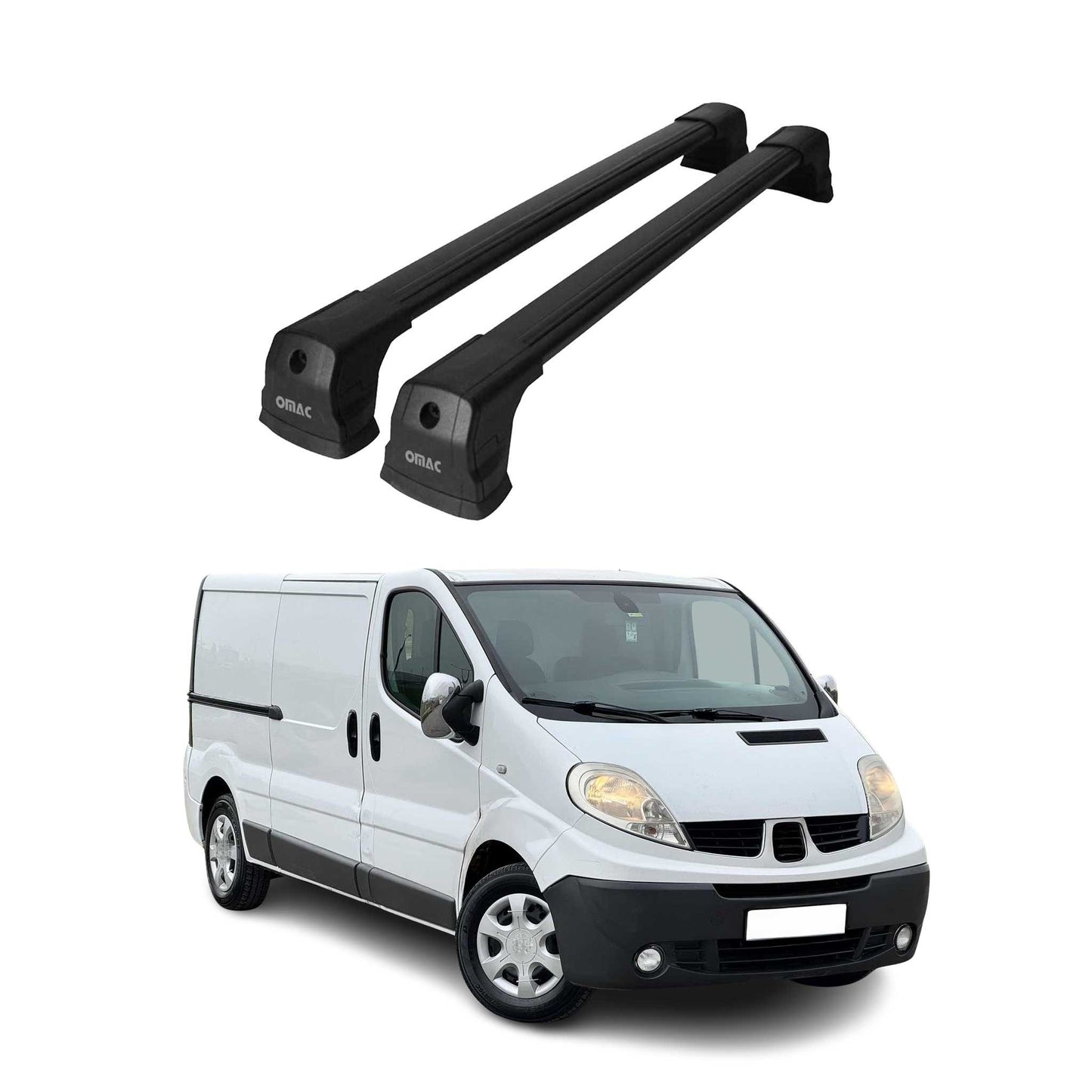 Portbagaj de plafon pentru Renault Trafic mk2 2001-2014 75kg aluminiu negru 2 buc