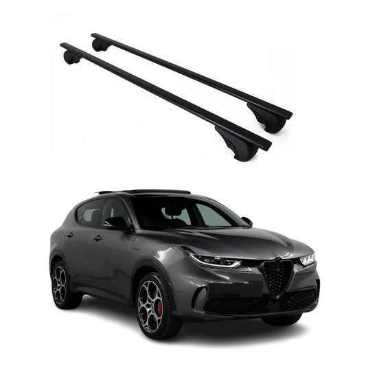 Dachträger Grundtäger für Alfa Romeo Tonale 2022-2025 75kg Metall Schwarz 2 tlg