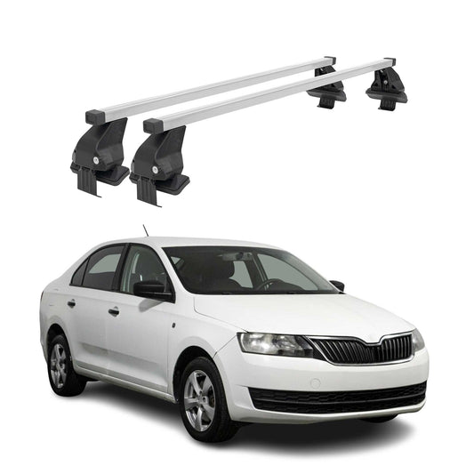 Menabo Dachträger Grundtäger für Skoda Rapid 2012-2019 50kg Stahl Silber 2 tlg