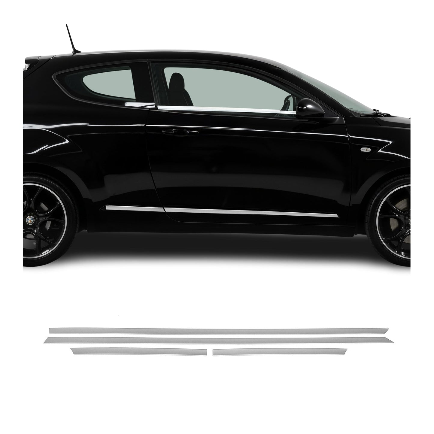 Bandă decorativă laterală pentru ușă, bandă de protecție pentru ușă pentru Alfa Romeo Mito 2008-2018, oțel inoxidabil cromat, 4x