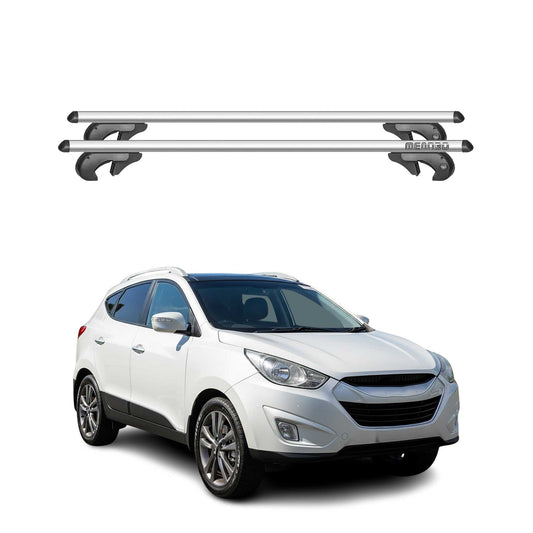 Menabo Dachträger Grundtäger für Hyundai ix35 2010-2015 90kg Alu Silber 2 tlg