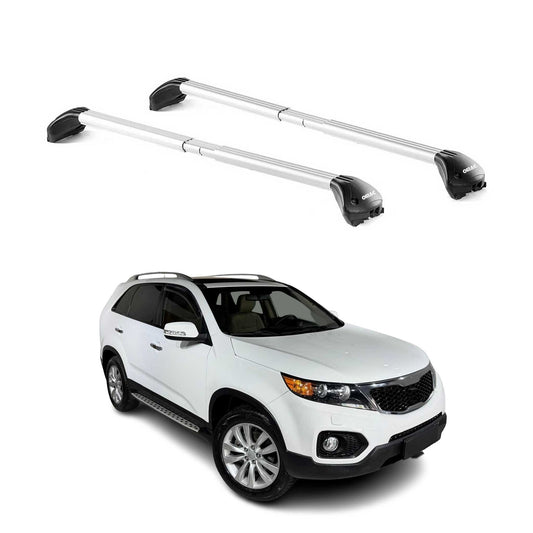 Dachträger Grundtäger für Kia Sorento 2009-2014 100kg Aluminium Silber 2 tlg ABE