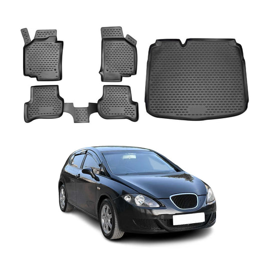 Set covorașe și portbagaj pentru Seat Leon 2005-2012 hatchback TPE negru