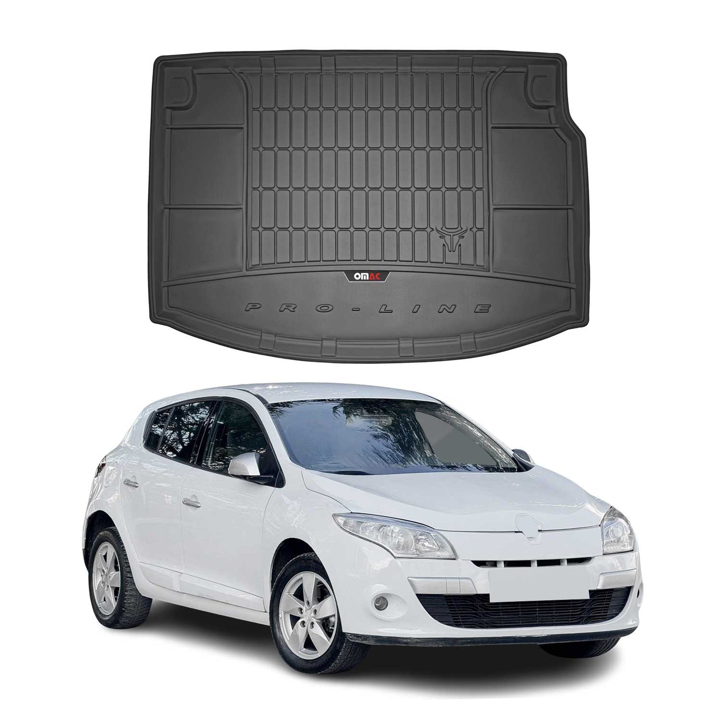 OMAC Gummi Kofferraumwanne für Renault Megane Schrägheck 2008-2015 TPE Schwarz