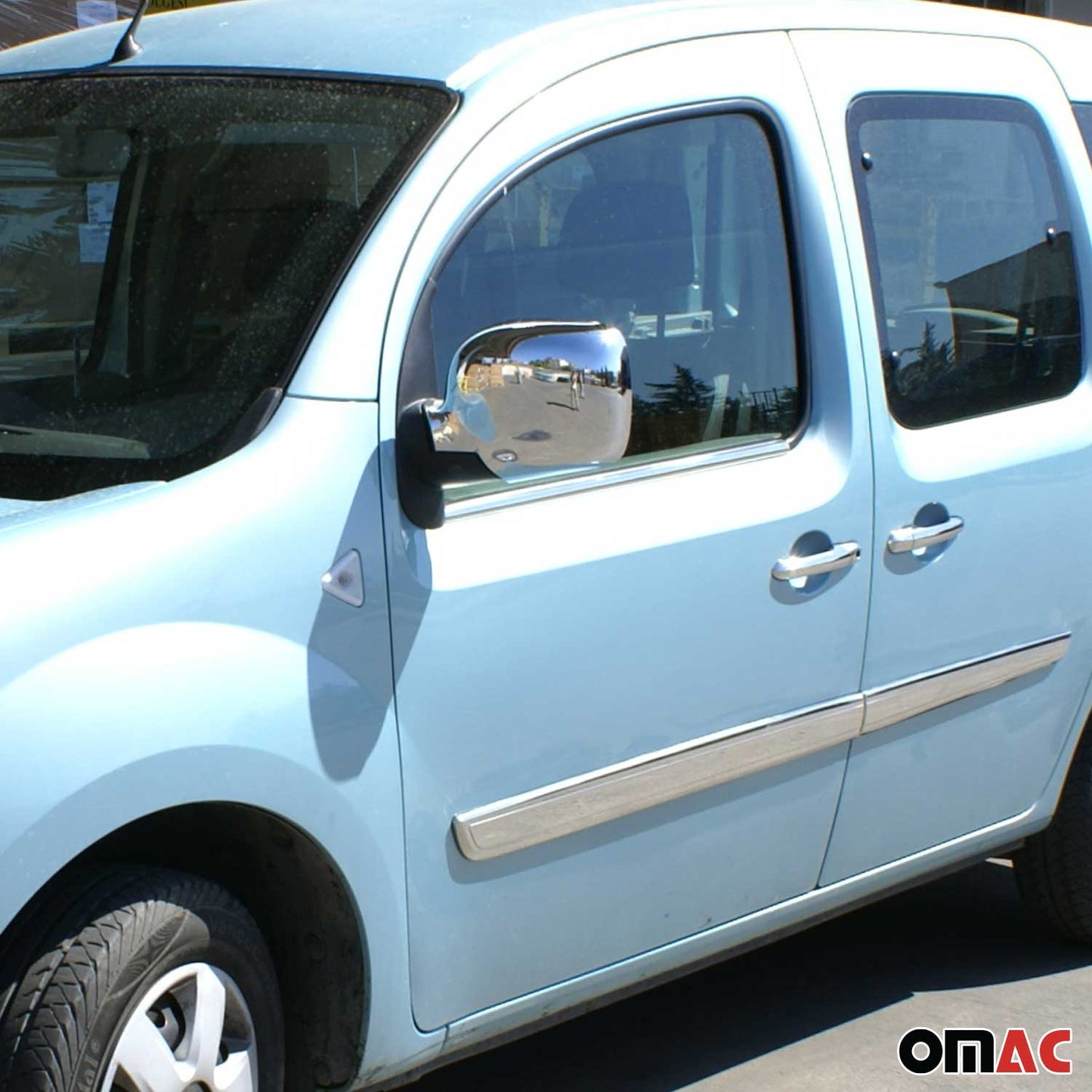 Benzi decorative pentru geamuri Renault Kangoo 2004-2009, oțel inoxidabil cromat, set 2 buc.