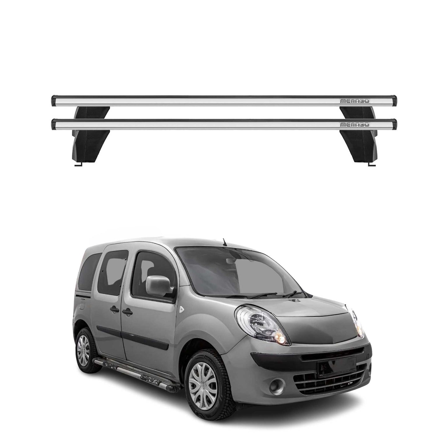 Menabo Dachträger Grundtäger für Renault Kangoo Express 2007-2025 75kg Silber 2x