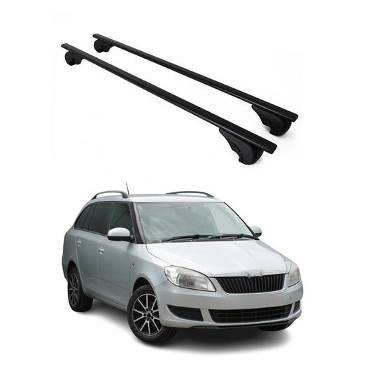 Portbagaj de plafon pentru Skoda Fabia mk2 2007-2014 75kg metal negru 2 buc